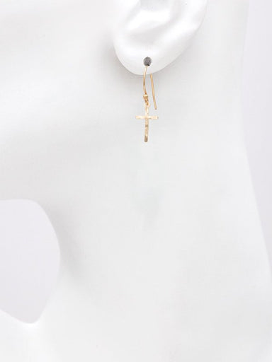 Holly Yashi Petite Love and Honor Cross Earrings - Gold    