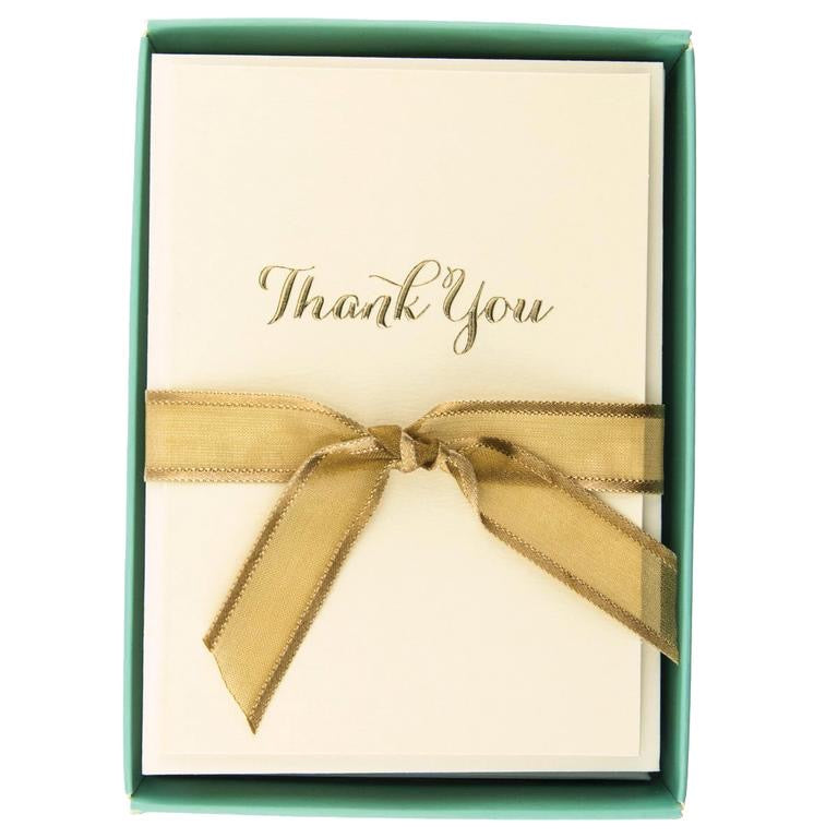 Boxed Thank You Cards - Gold Script    