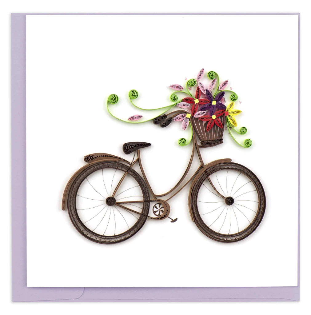 Bicycle & Flower Basket - Blank Quilling Card    