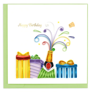 Birthday Champagne - Blank Quilling Card    