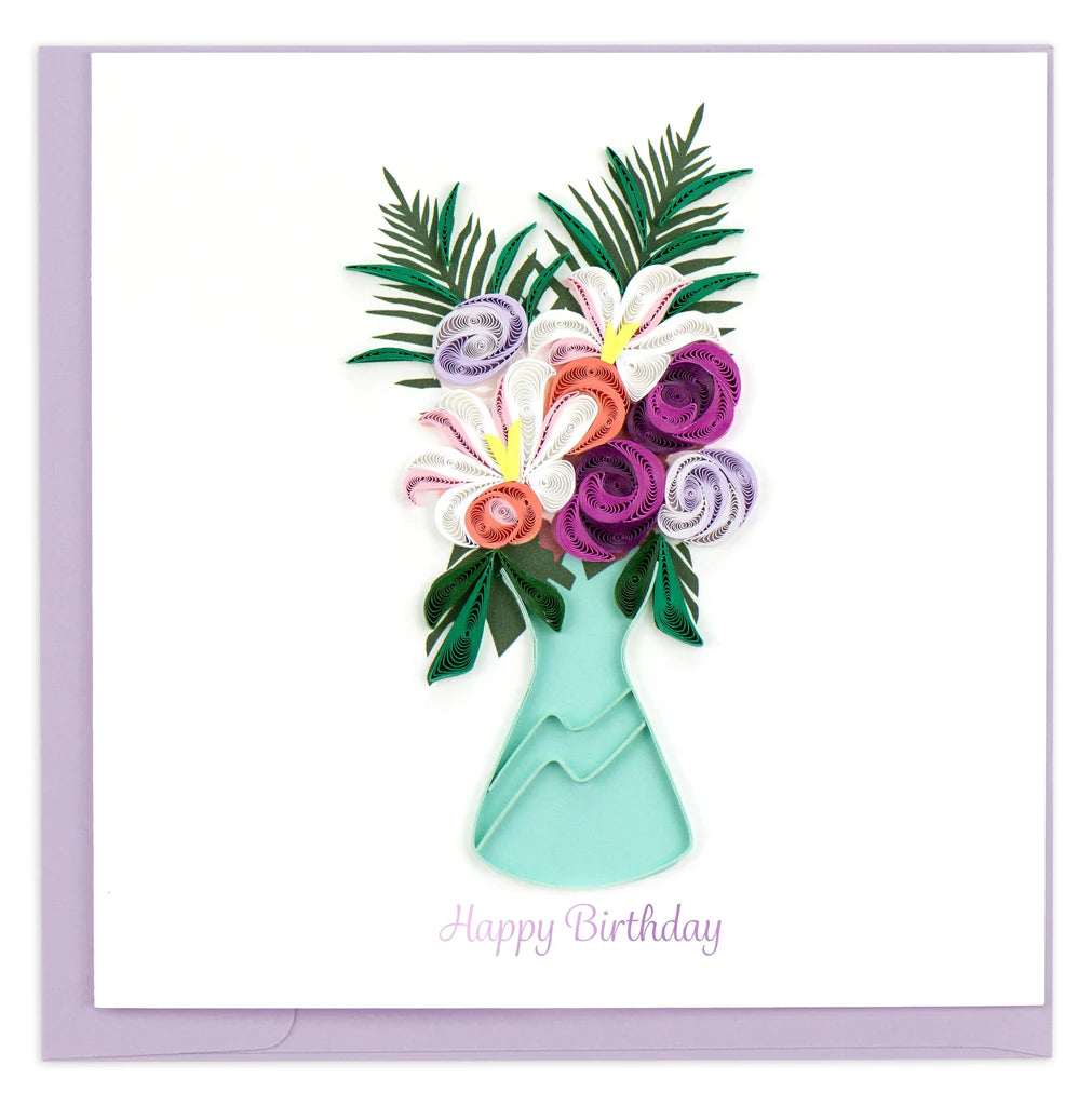 Birthday Flower Vase - Blank Quilling Card    