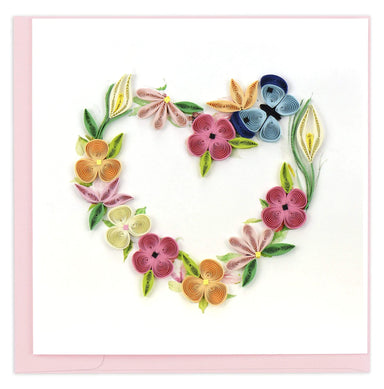 Floral Heart Wreath - Blank Quilling Card    