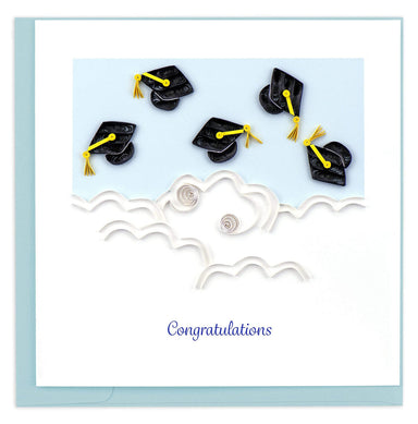 Flying Graduation Caps - Blank Quilling Card    
