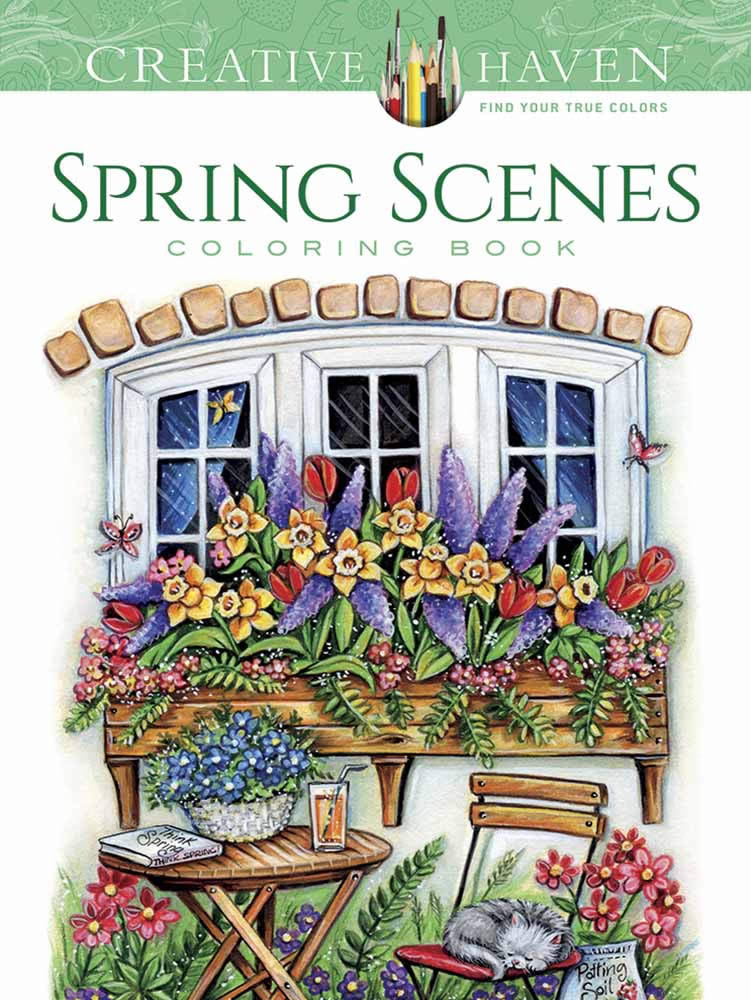 Spring Scenes - Creative Haven Coloring Book    