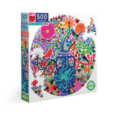 Birds And Flowers 500 Piece Round Puzzle    