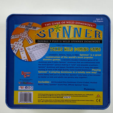 Spinner Double 9 Dominoes With Wild Tiles In Collectable Tin    