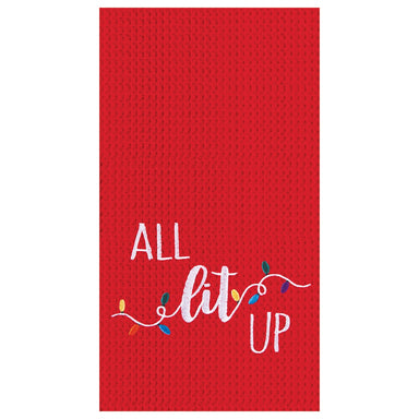 All Lit Up Waffle Weave Kitchen Towel    