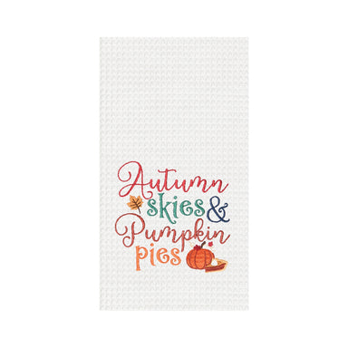 Autumn Skies & Pumpkin Pies Waffle Weave Kitchen Towel    