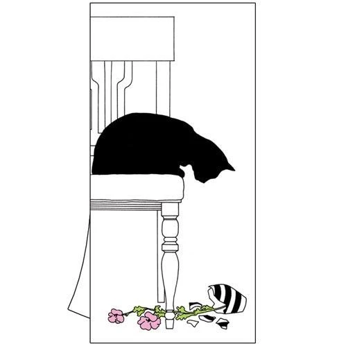 Black Cat Vase Kitchen Towel    