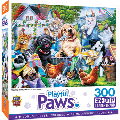 Washing Time 300 Piece Playful Paws Large Format Puzzle    