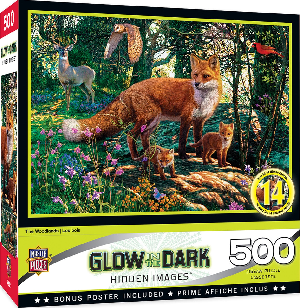 The Woodlands 500 Piece Glow In The Dark Hidden Images Puzzle    