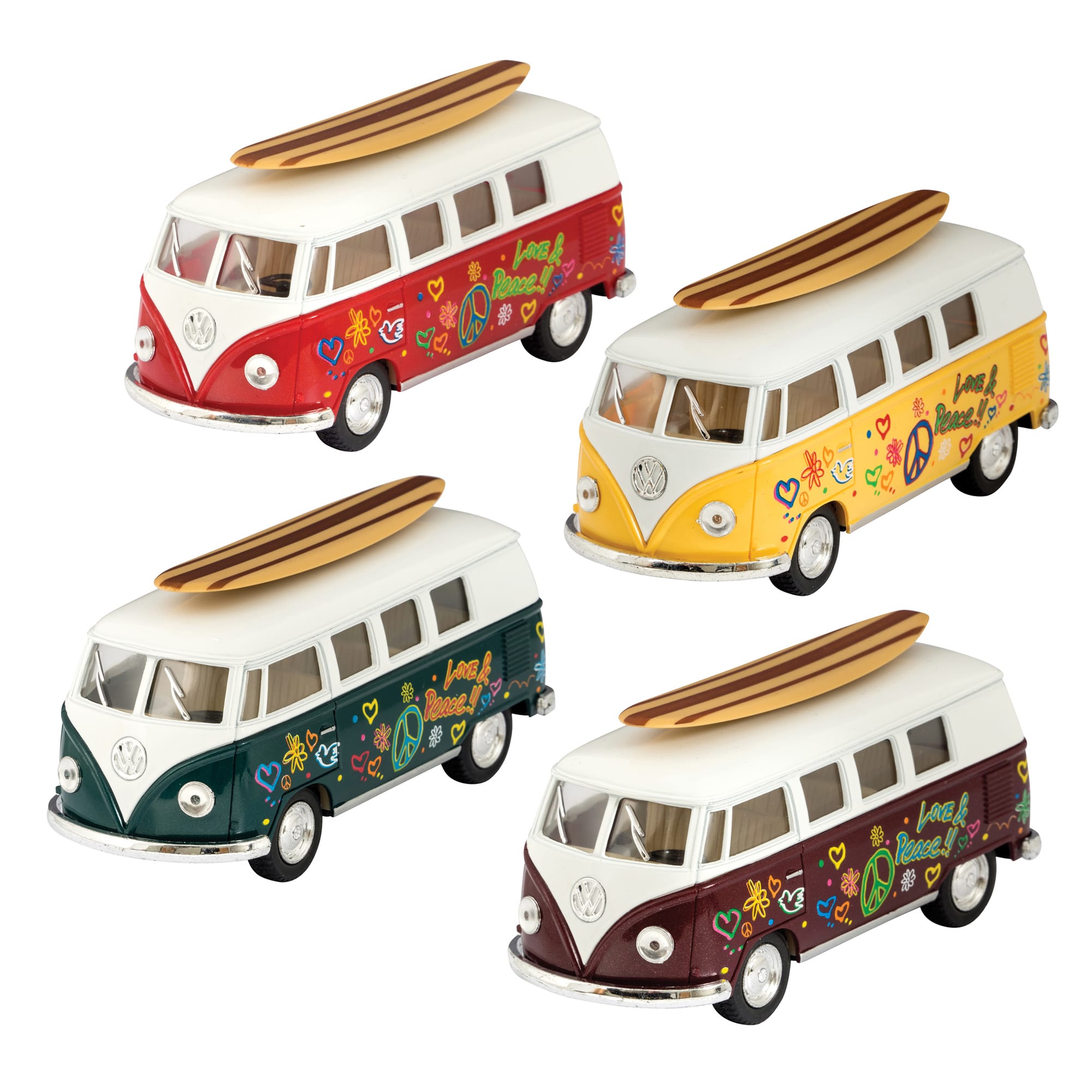 Diecast 1962 VW Bus With Surfboard - Assorted Colors    