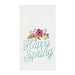 Happy Spring Embroidered Waffle Weave Kitchen Towel    