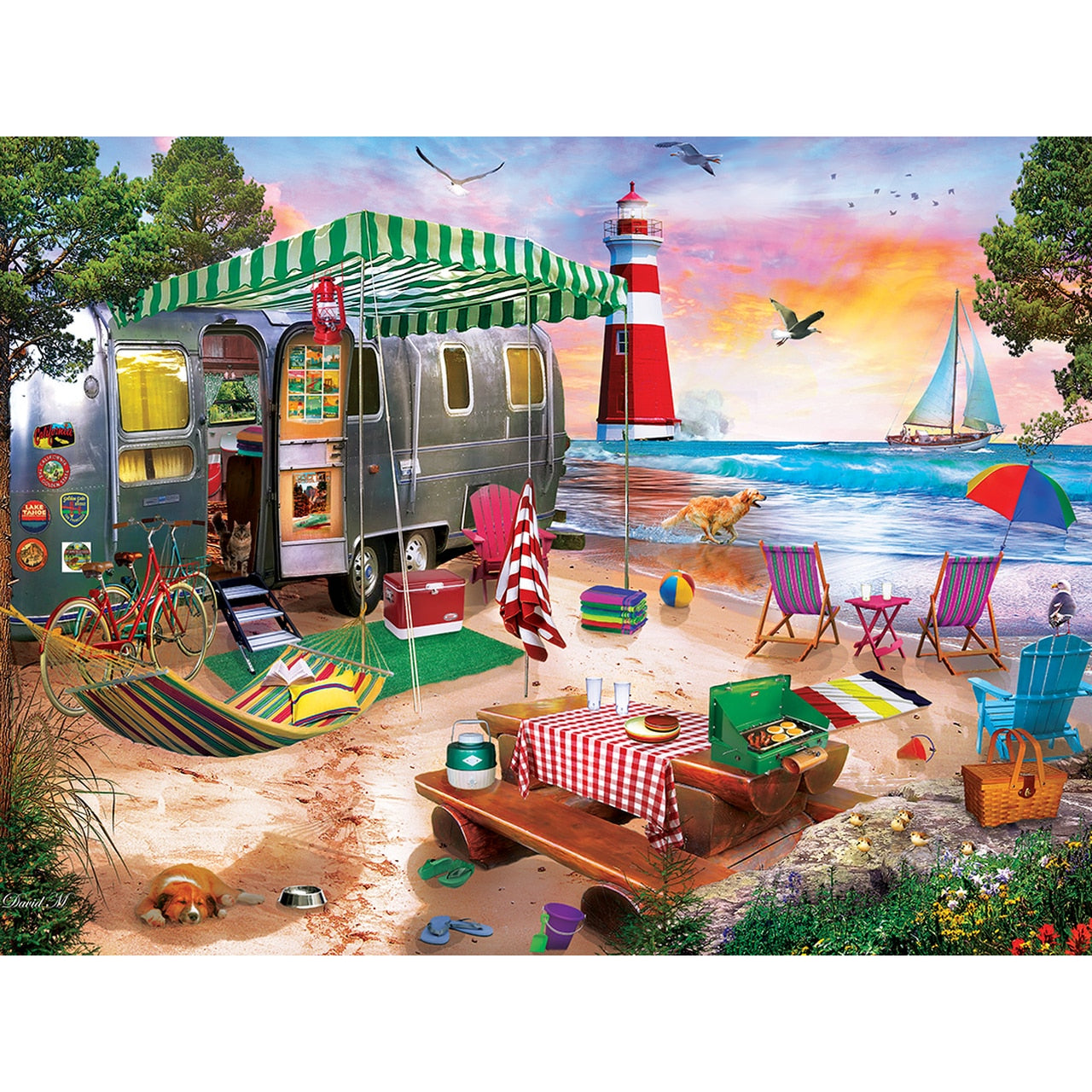 Oceanside Camping 550 Piece Paradise Beach Puzzle    