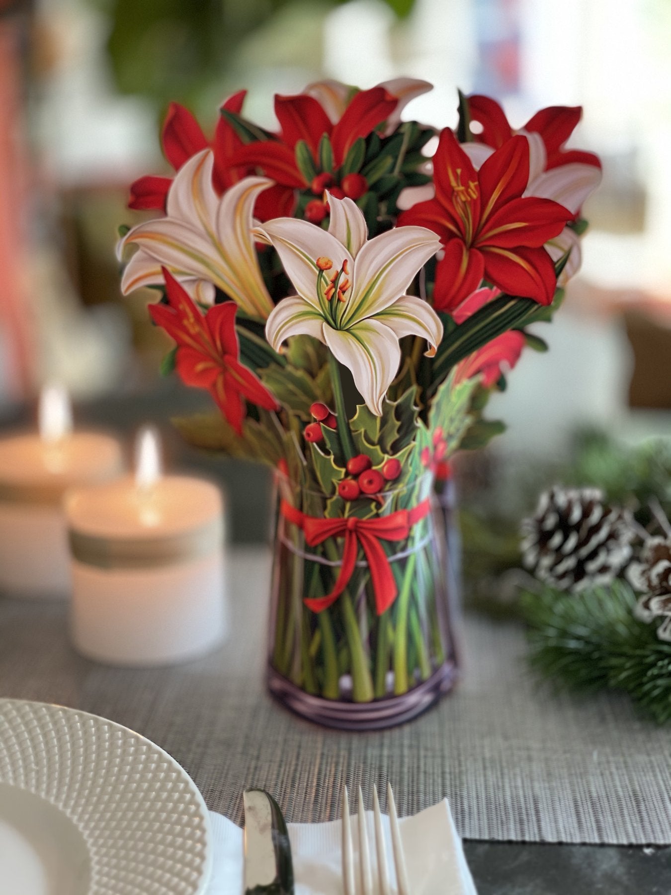Pop Up Flower Bouquet Greeting Card - Winter Joy    