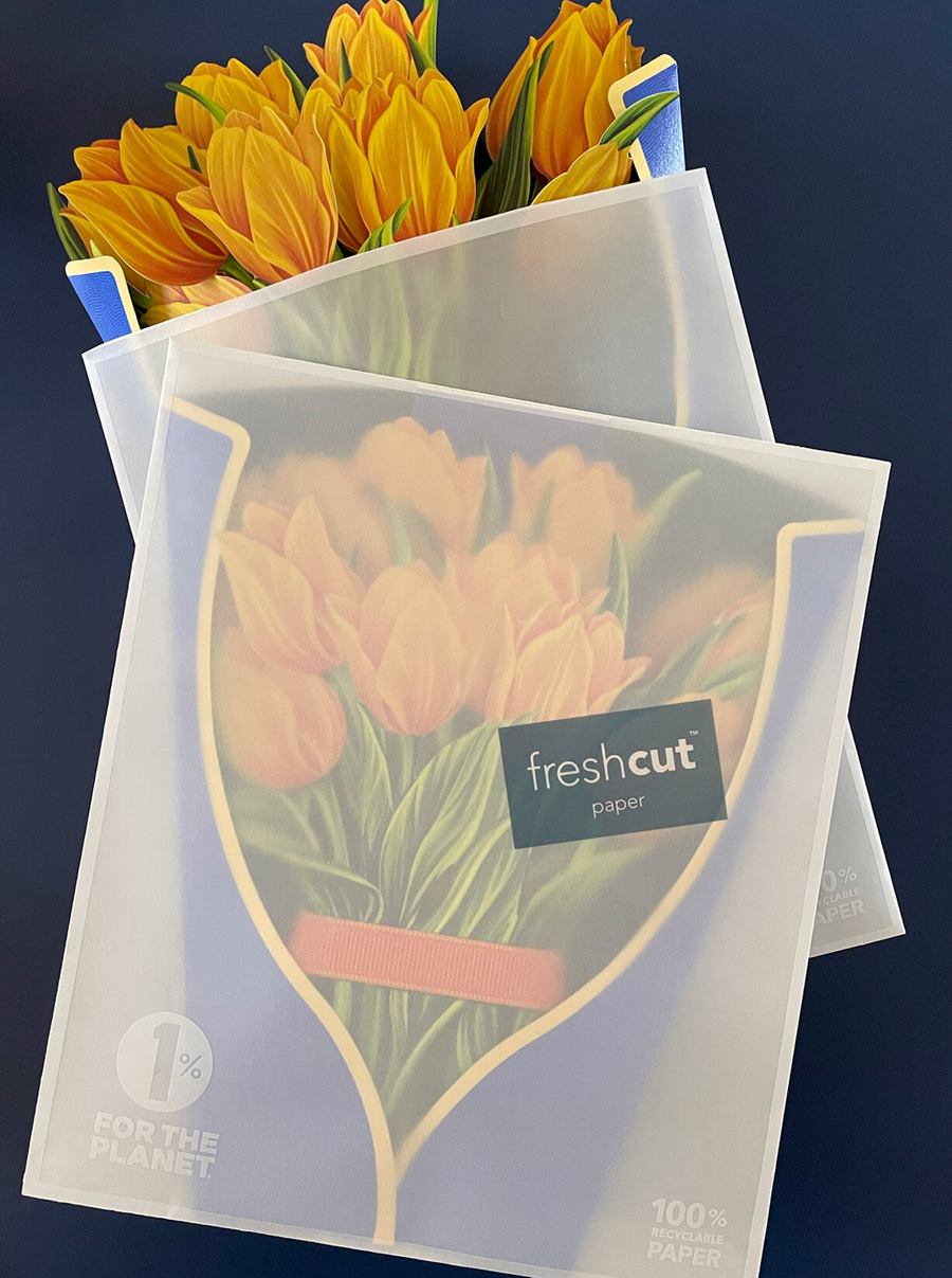Pop Up Flower Bouquet Greeting Card - Yellow Tulips    