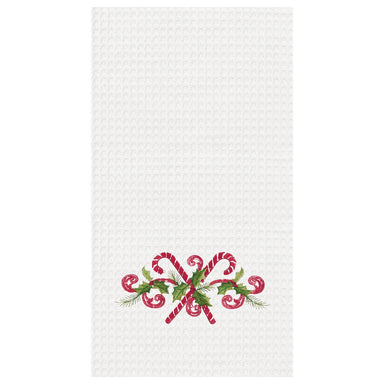 Candycanes and Holly - Waffle Weave Kitchen Towel    