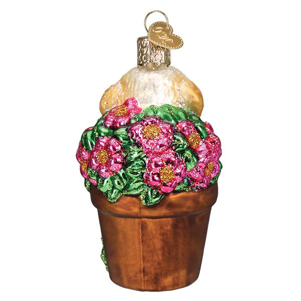 Old World Christmas - Puppy In Flower Pot Ornament    