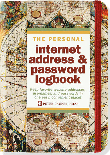 Internet Address & Password Logbook - Old World Map    