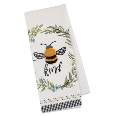 Bee Kind Bee Embellished Emboridered Dishtowel    
