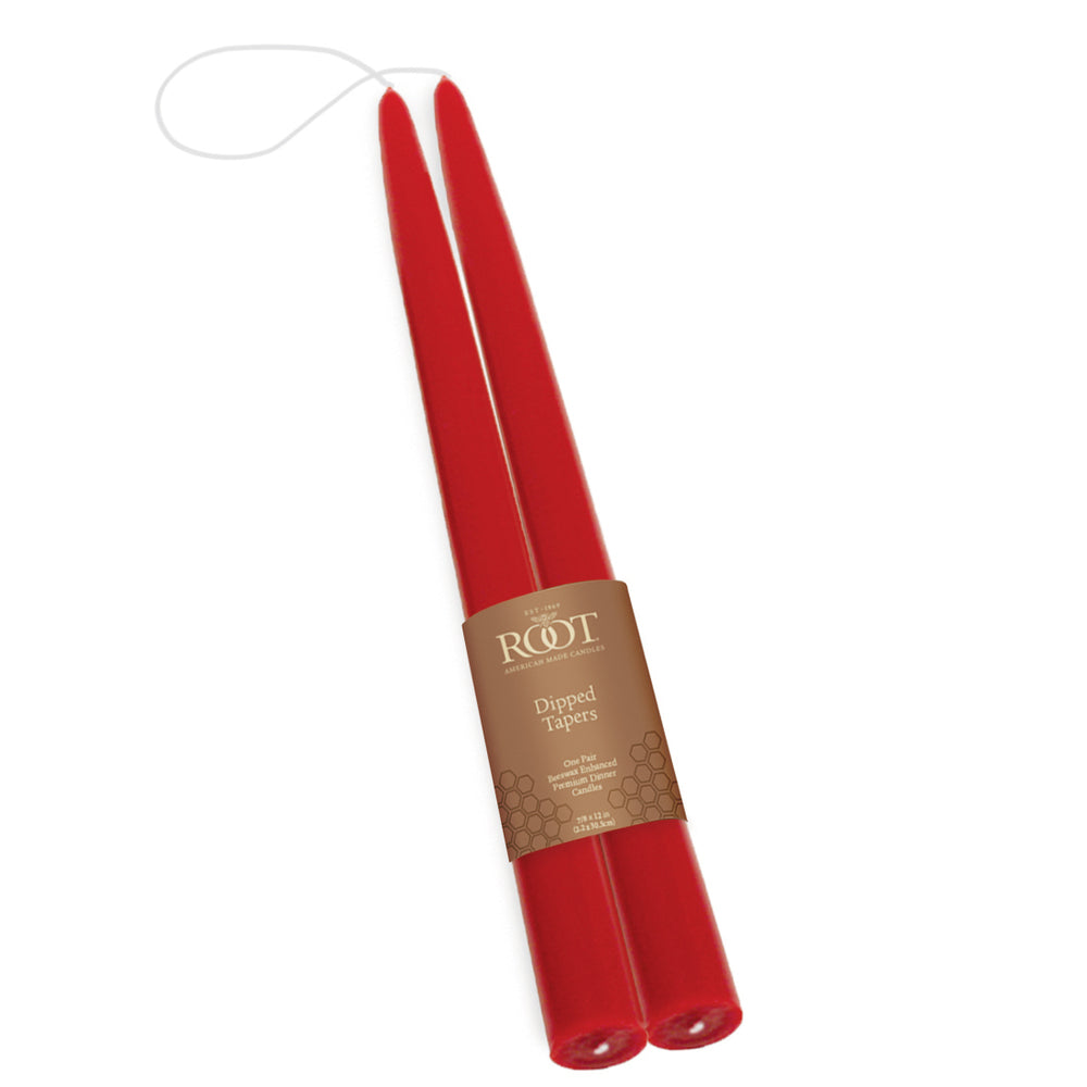 Root Double Hung Dipped Taper Pair - 12" Red    