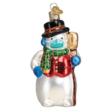 Old World Christmas - Snowman With Face Mask Ornament    