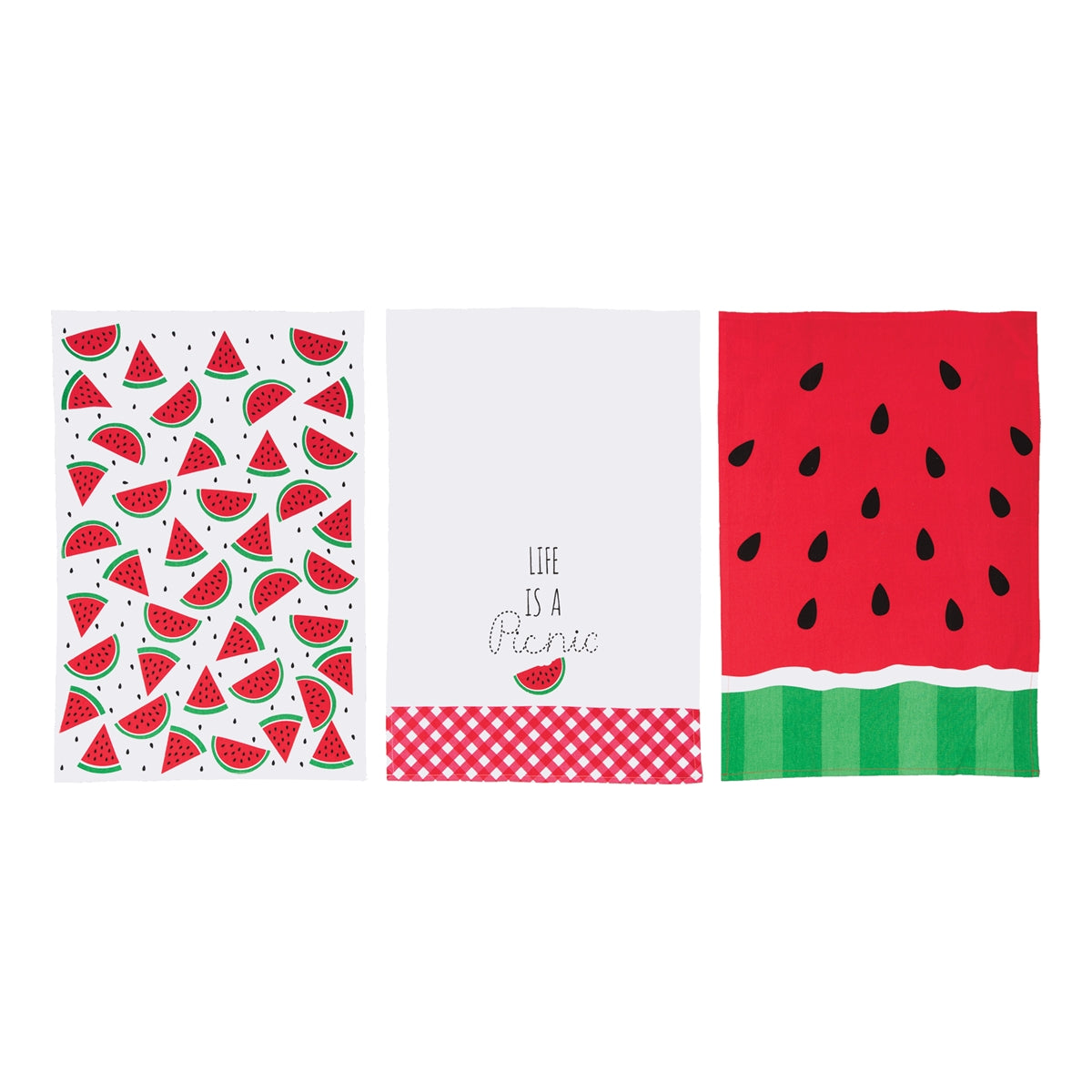 Life Is A Picnic - Set of 3 Watermelon Kitchen Towels    