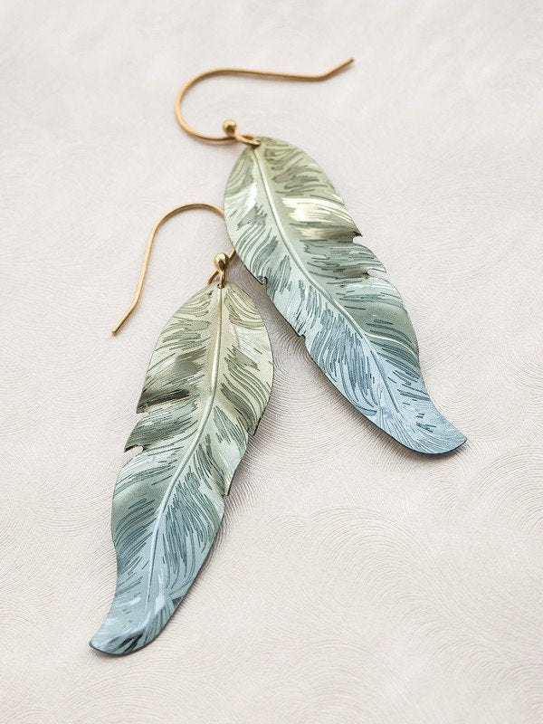 Holly Yashi Free Spirit Feather Earrings - Sage    