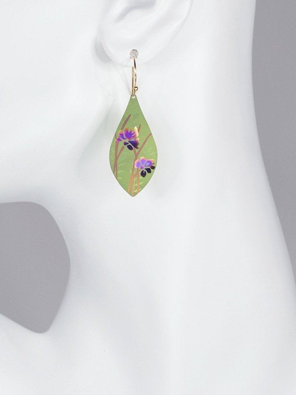 Holly Yashi Iris Flower Earrings - Khaki