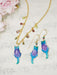 Holly Yashi Sitting Kitty Necklace - Purple/Turquoise    