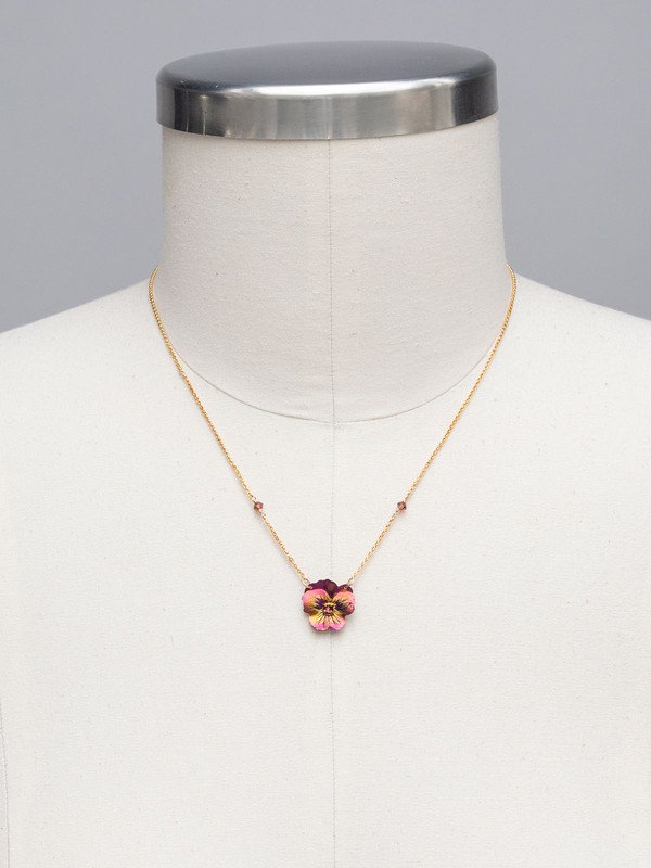 Holly Yashi Garden Pansy Pendant Necklace - Champagne    