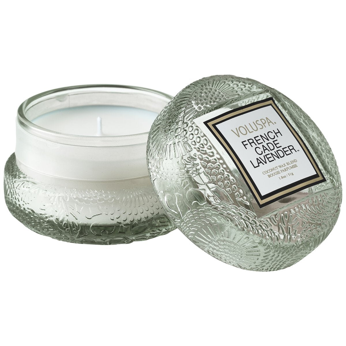 French Cade & Lavender - Glass Macaron Candle    