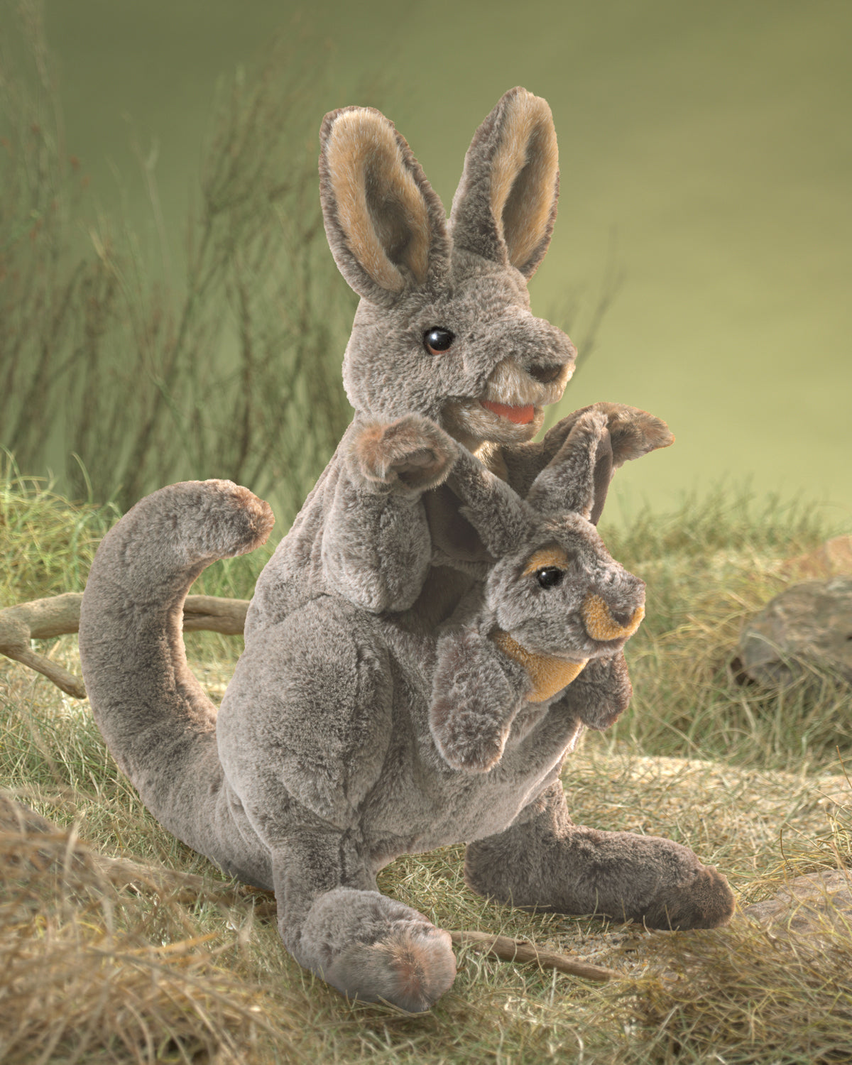 Folkmanis Puppet - Kangaroo with Joey    