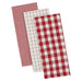 Red And White Checks - Set of 3 Assorted Woven Dishtowels    