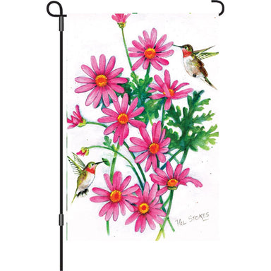 Pink Daisies And Hummingbirds - Garden Flag    