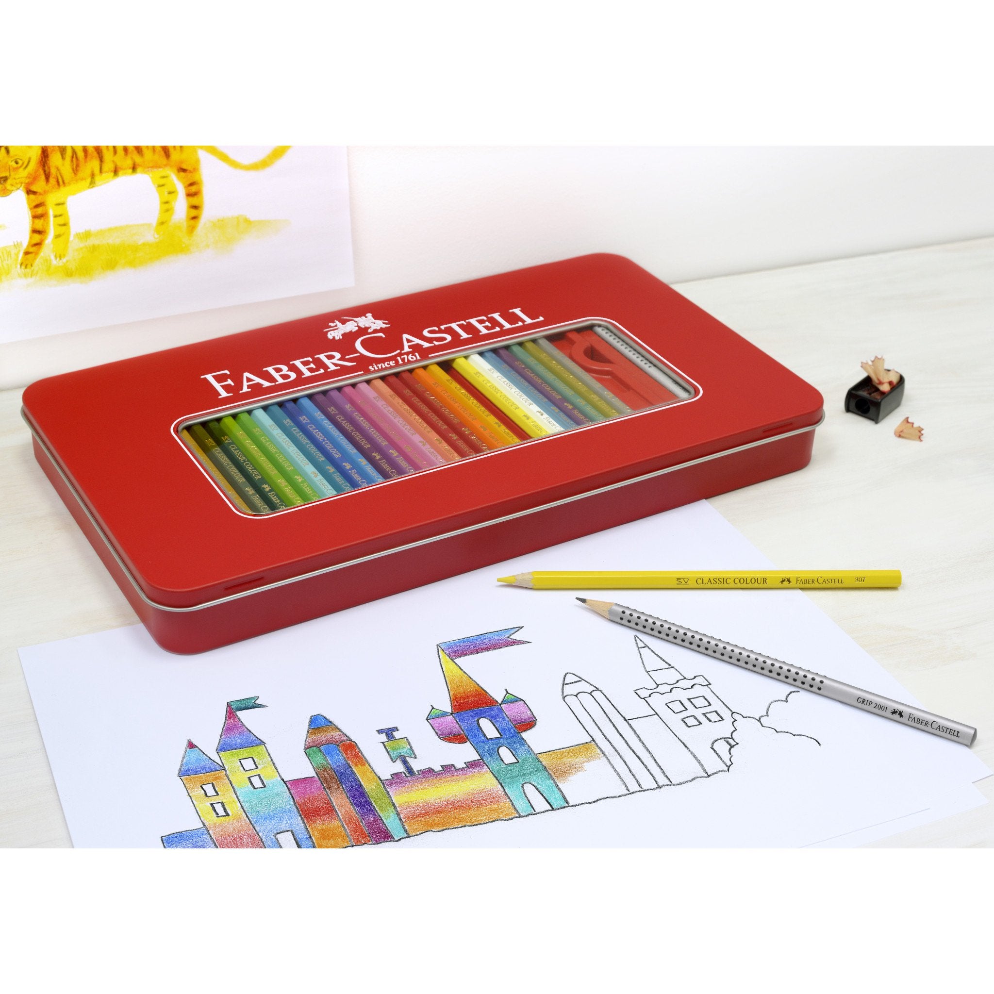 Hexagonal Coloring Box Art Kit Set Of 46 Pieces With Color Pencils,  Crayons, Water Color, Marker Pens for kids
