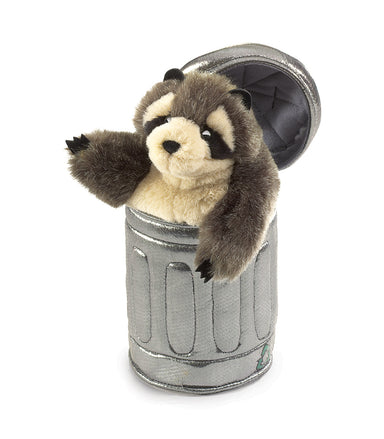 Folkmanis Puppet - Raccoon In Garbage Can    