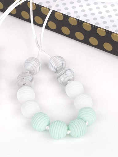 Ripple Beads Teething Necklace - White and Green    