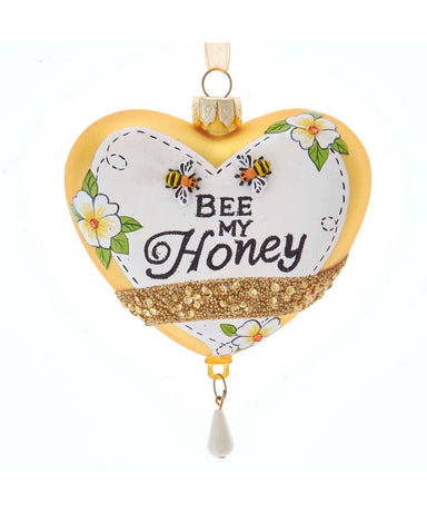 Glass Heart "Bee My Honey" Ornament