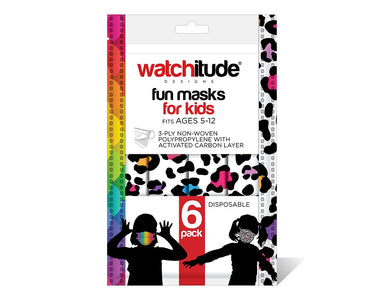 6 Pack Disposable Kids Masks - Leopard Camo & Rainbow Skin    