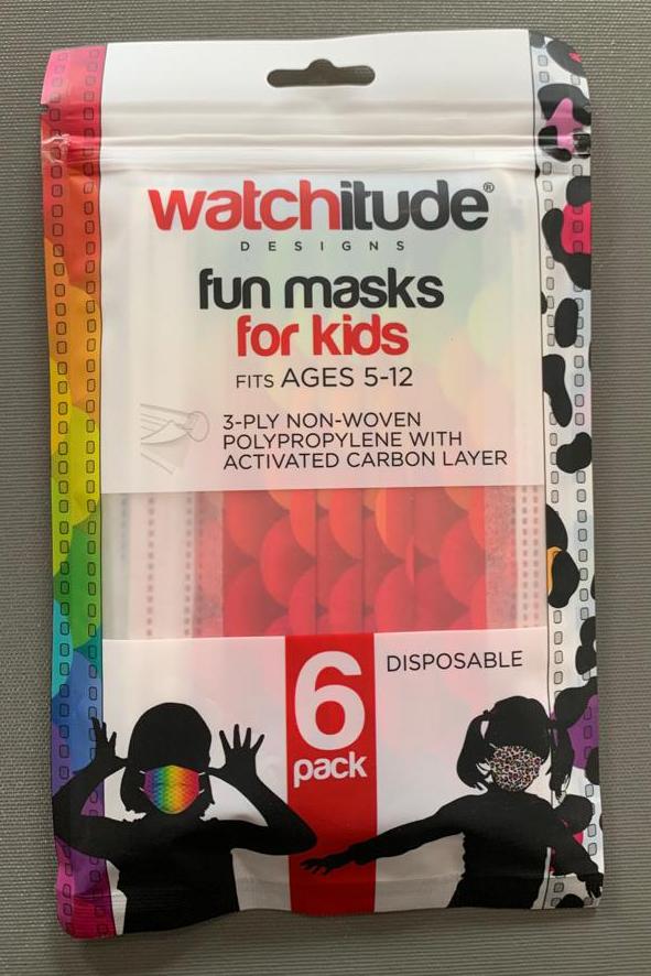 6 Pack Disposable Kids Masks - Leopard Camo & Rainbow Skin    