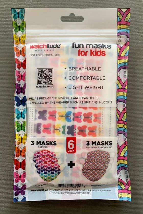 6 Pack Kids Disposable Masks - Butterfly & Rainbow Playground    